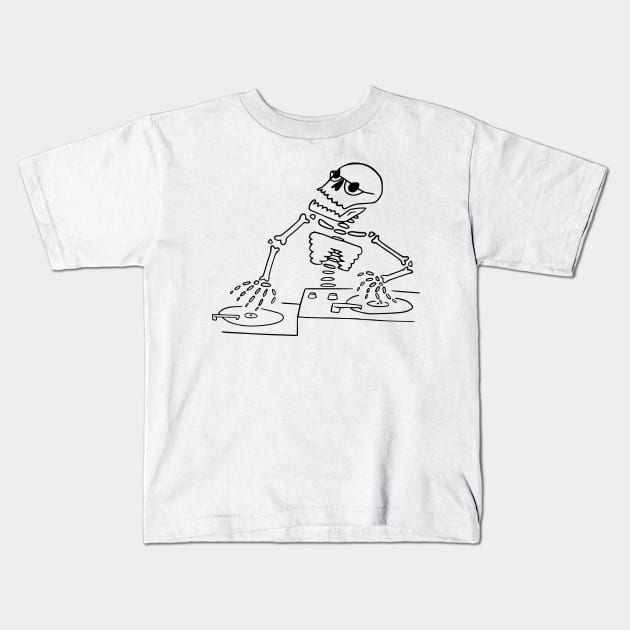 Skeleton DJ Kids T-Shirt by AyyGato